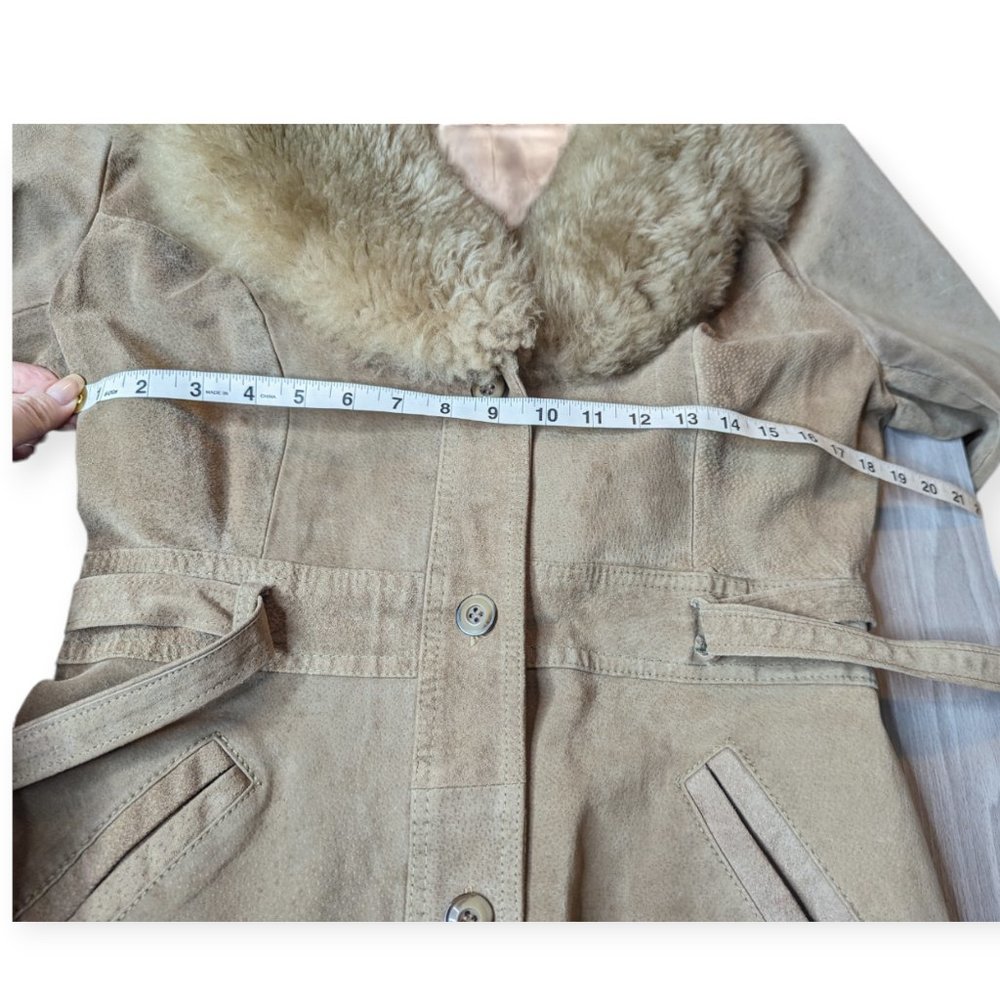 Vintage 70s Tan Faux Leather & Faux Fur Jacket Si… - image 12